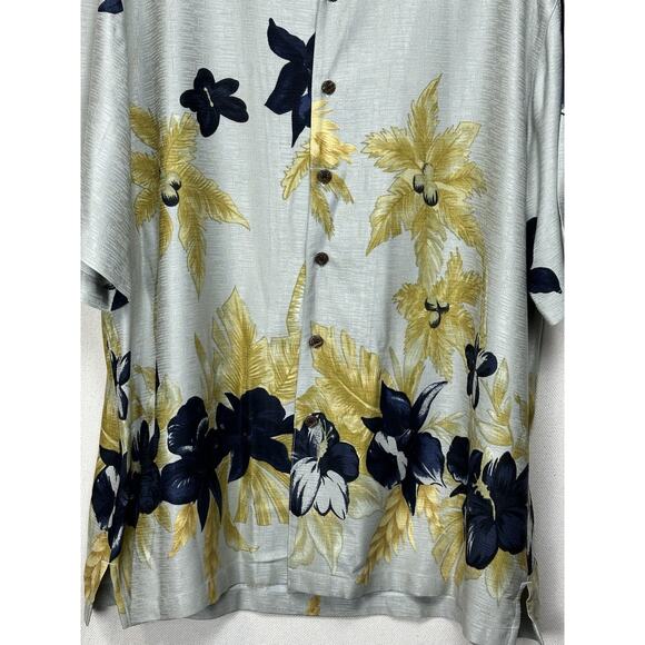 Carribean Joe Rayon Taupe Floral Hawaiian Shirt Men’s 2XL Button Up Tropical - Picture 3 of 11